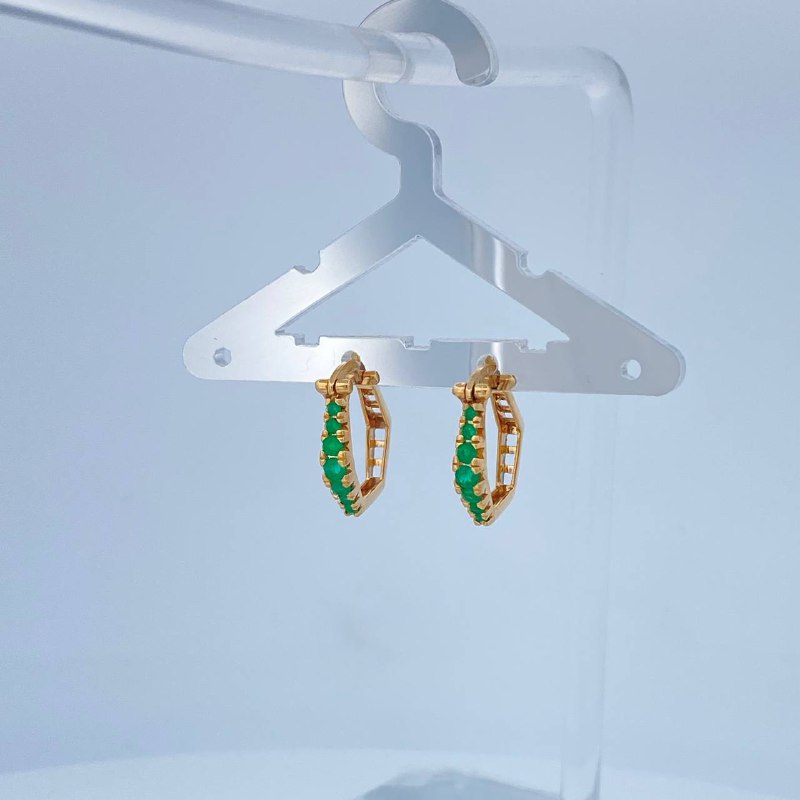 Candongas Hexagonal Esmeralda 3.1gr / 3/4 in / Oro Amarillo 18K %