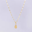 Set Cadena Flor Espejo + Dije Virgen Milagrosa / 1.25g / 18 in Oro Amarillo 18K