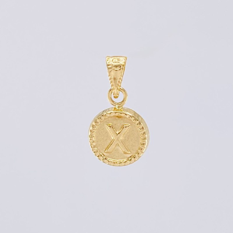 Pendant Circle Letter X 0.45g / 1/2 in Yellow Gold 18K