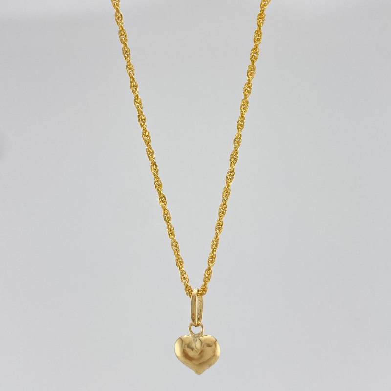 Set Cadena Lazo + Dije Corazón / 1,3 gr / 19 1/2 in Oro Amarillo 18K