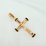 Pendant Cross Christ 7.9 g / 2 in Two Yellow White Gold 18K
