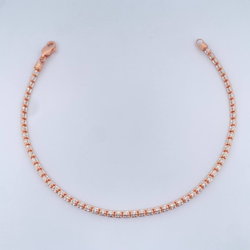 Ice Bracelet 4.7gr / 8in / Two-Tone White and Rose Gold +4 14K Italy $
