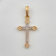 Rhombus Cross Pendant 1.45gr / 1 1/4 in / Two-Tone Yellow White Gold 18K &