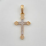 Rhombus Cross Pendant 1.45gr / 1 1/4 in / Two-Tone Yellow White Gold 18K &