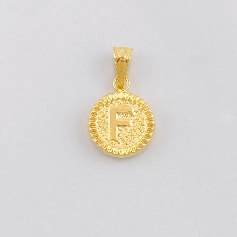 Dije Circulo Letra F 0.6g / 3/4 in Oro Amarillo 18K