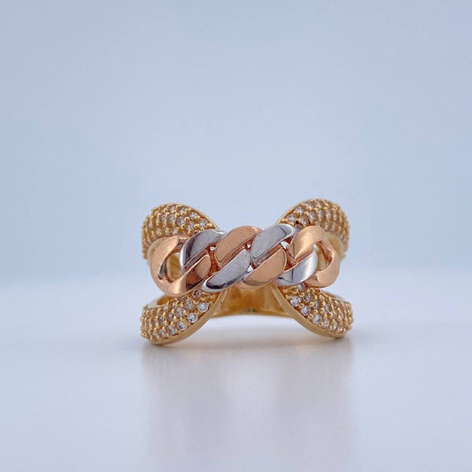 Anillo Cruzado 6.85gr / T6 3/4 / Tres Oros 18K &
