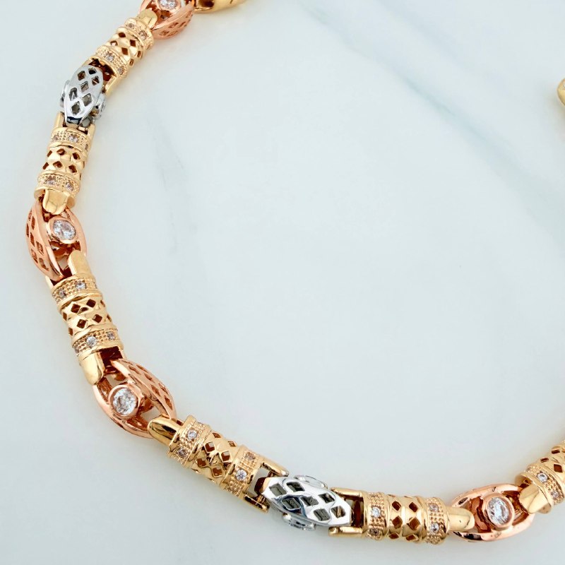 Bracelet Barril Enmallado 18.85 g / 7 3/4 in / 5 mm Tres Oros 18K