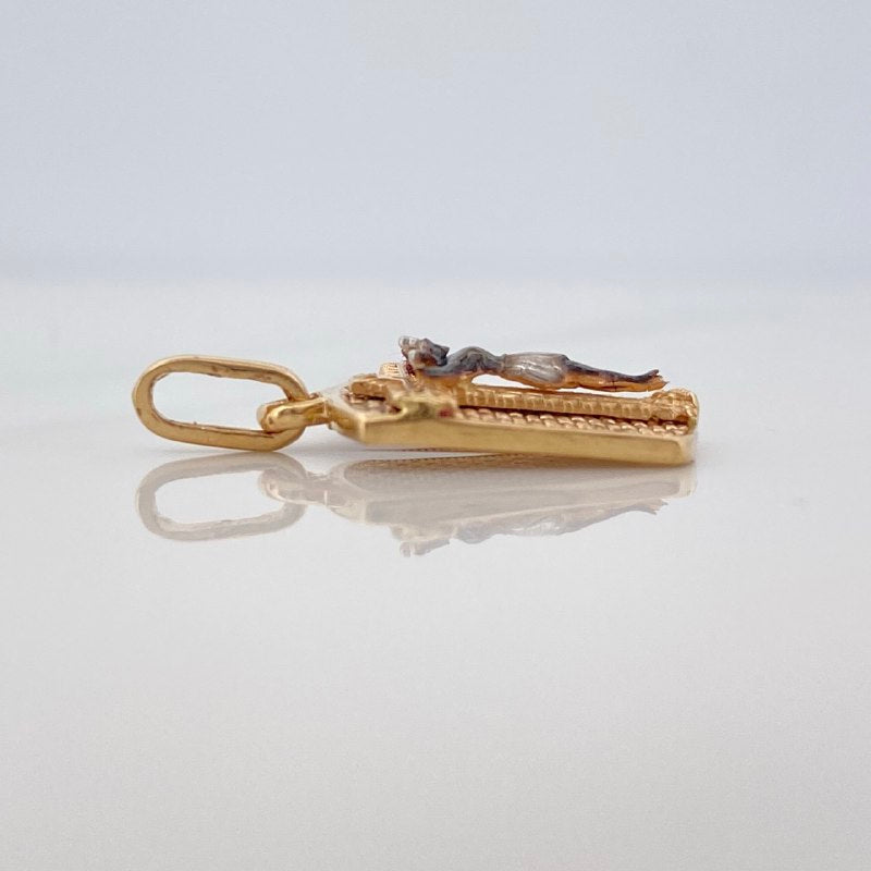 Pendant Plaque Cross Miraculous Christ of Buga 2.5 g / 3/4 in Three Golds 18K