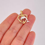 Dije Corazón Delfines 2.3g / 1 in Tres Oros 18K
