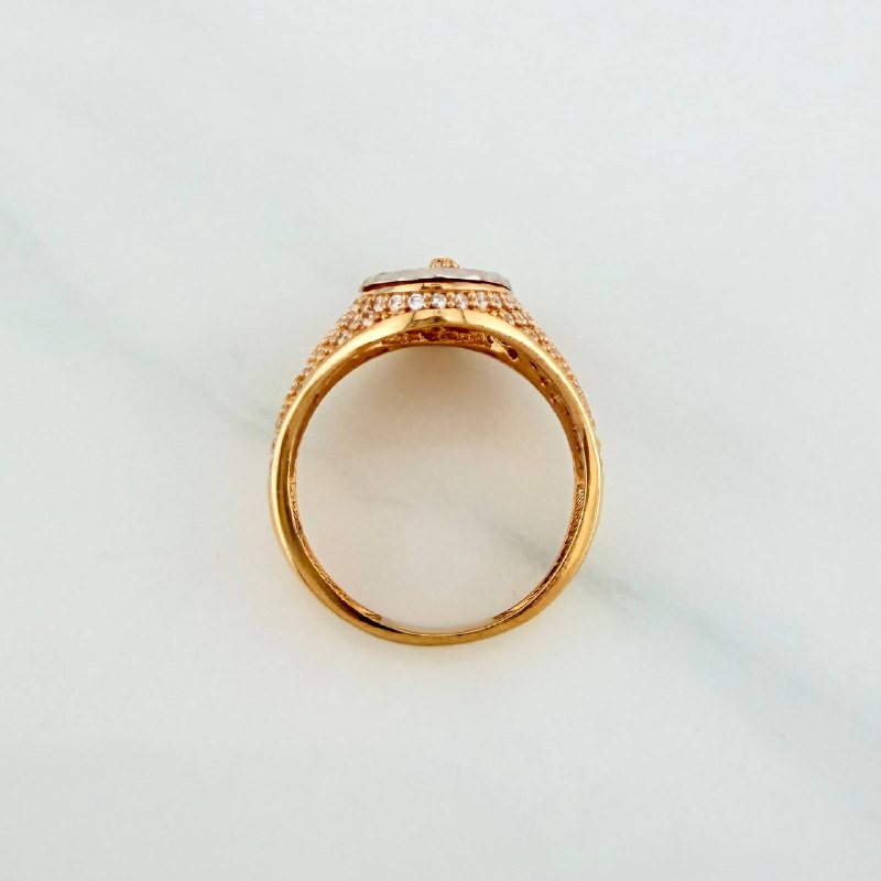 Anillo Virgen De Guadalupe 4.75 g / T6 3/4 Dos Oros Amarillo Blanco 18K