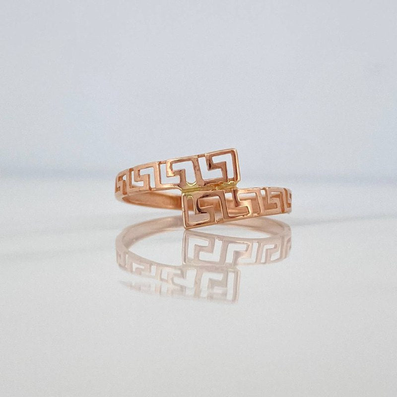 Tribal Crossed Ring 1.1 g / Size 7 1/4 18K Rose Gold