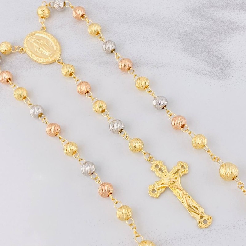 Rosary Miraculous Virgin 22.95g / 28 in / 7mm Three Golds 18K