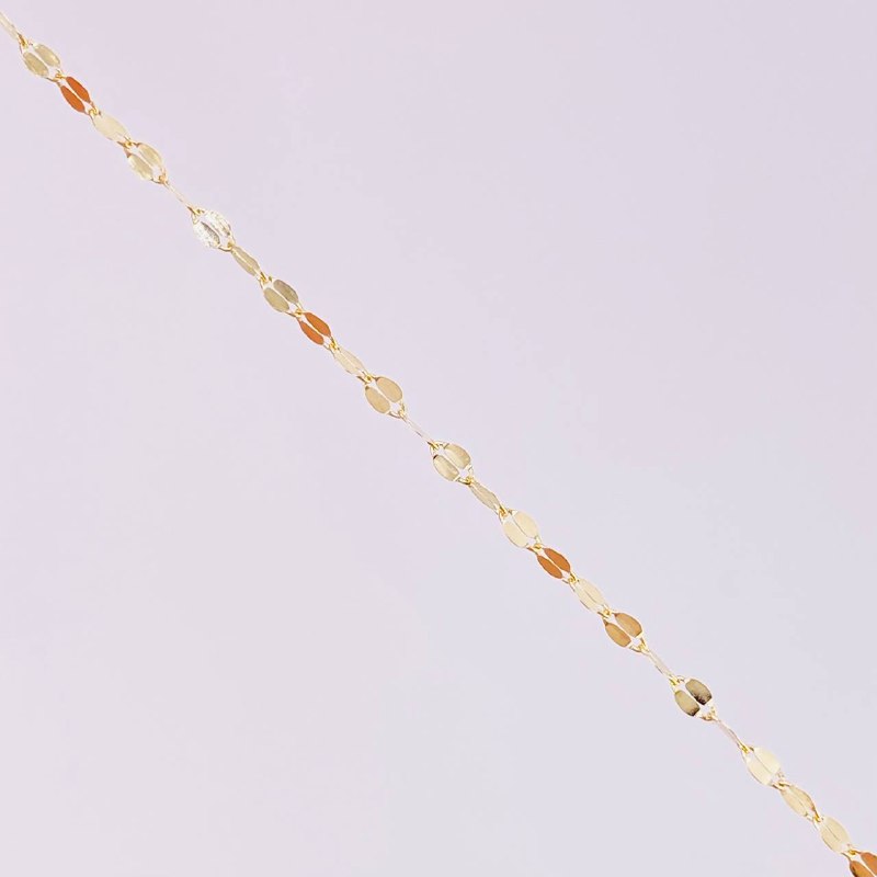 Mirror Flower Chain Set + Cross Pendant / 1.25g / 18 in Yellow Gold 18K