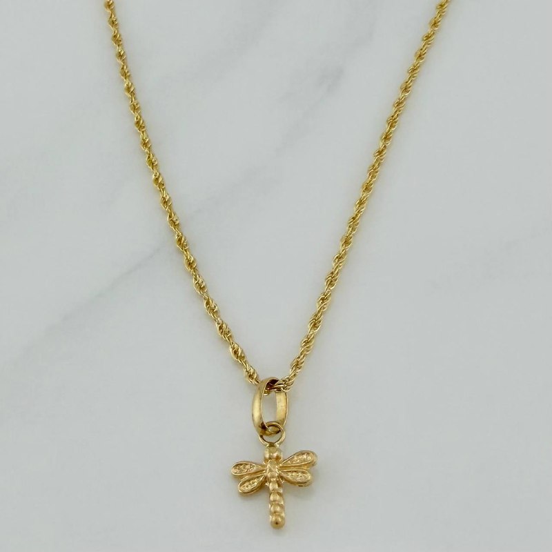 Set Cadena Lazo + Dije Libelula / 1,25 gr / 17 3/4 in Oro Amarillo 18K