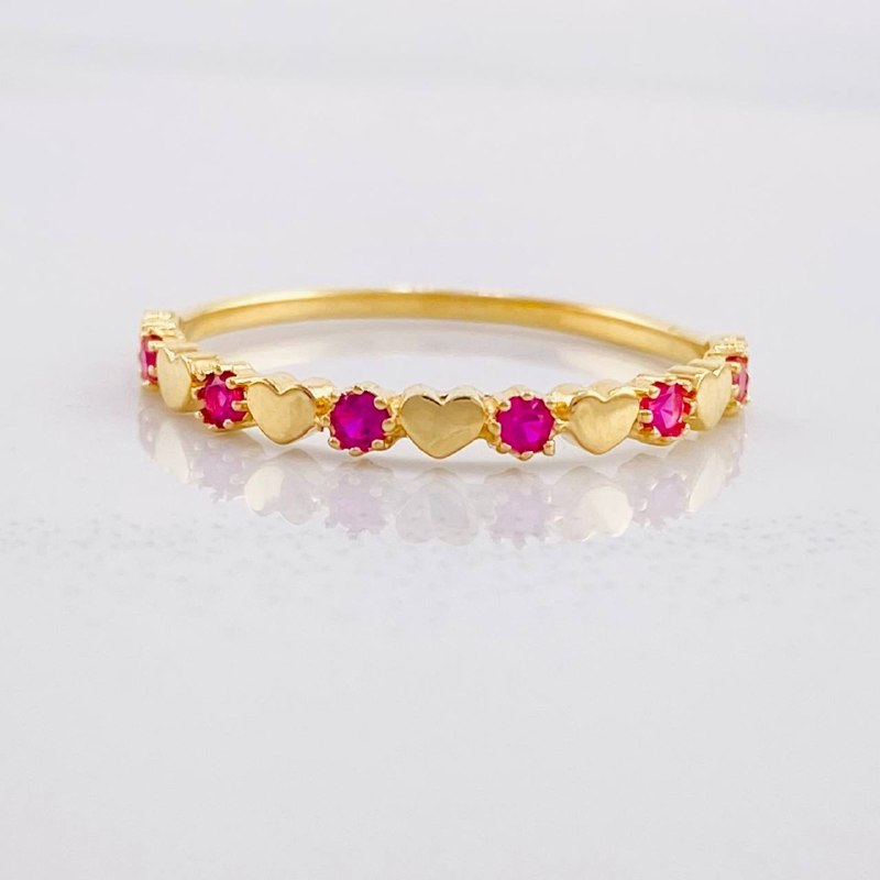 Interspersed Hearts Ring 1.35g / T7 3/4 Yellow Gold 18K