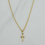 Set Cadena Lazo + Dije Cruz / 1,2 gr / 17 3/4 in Oro Amarillo 18K