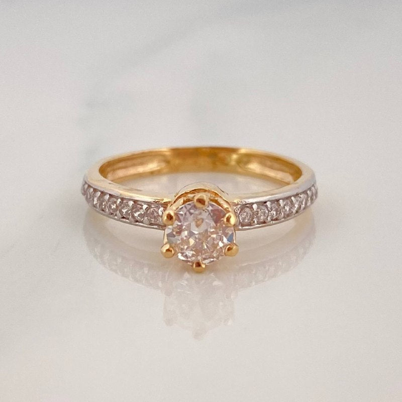 Solitaire Ring Churumbela 2.75 g / T6 1/2 Two Yellow White Gold 18K