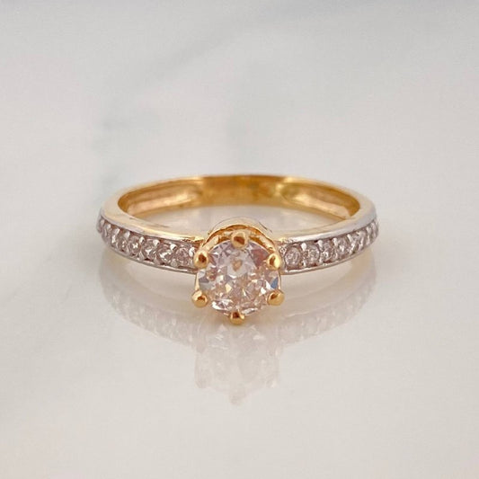 Solitaire Ring Churumbela 2.75 g / T6 1/2 Two Yellow White Gold 18K