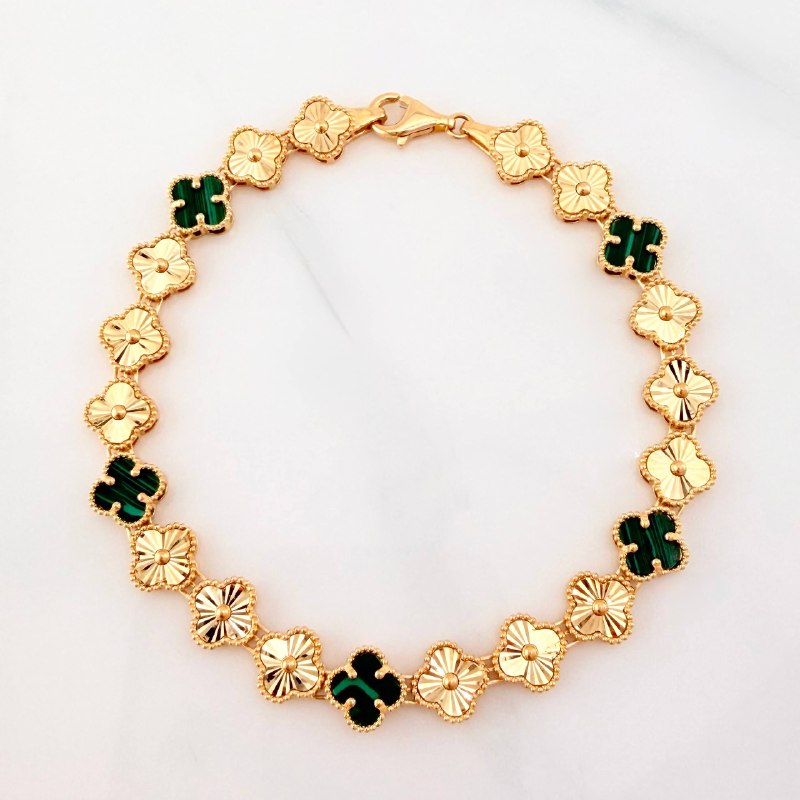 Clover Bracelet Diamond Cut 9.2 g / 7 in / 7.2 mm 18K Yellow Gold