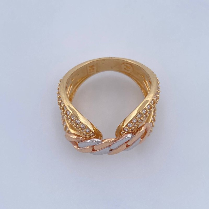 Crossed Ring 6.85gr / Size 6 3/4 / Three 18K Golds &