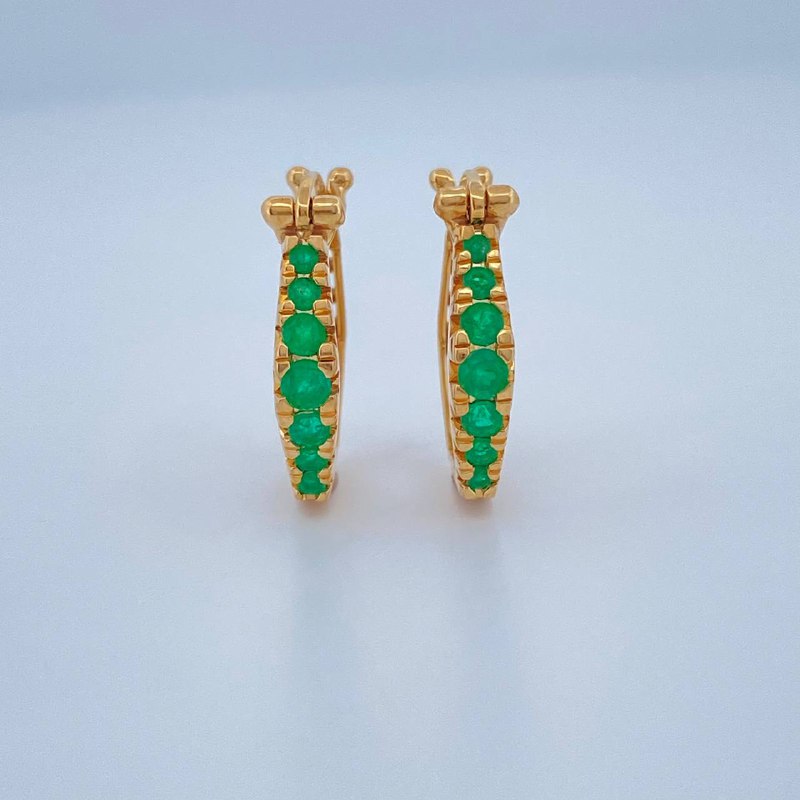 Candongas Hexagonal Esmeralda 3.1gr / 3/4 in / Oro Amarillo 18K %