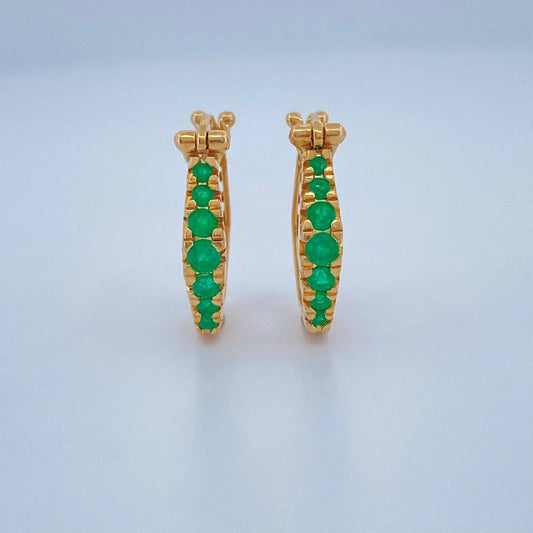 Candongas Hexagonal Esmeralda 3.1gr / 3/4 in / Oro Amarillo 18K %