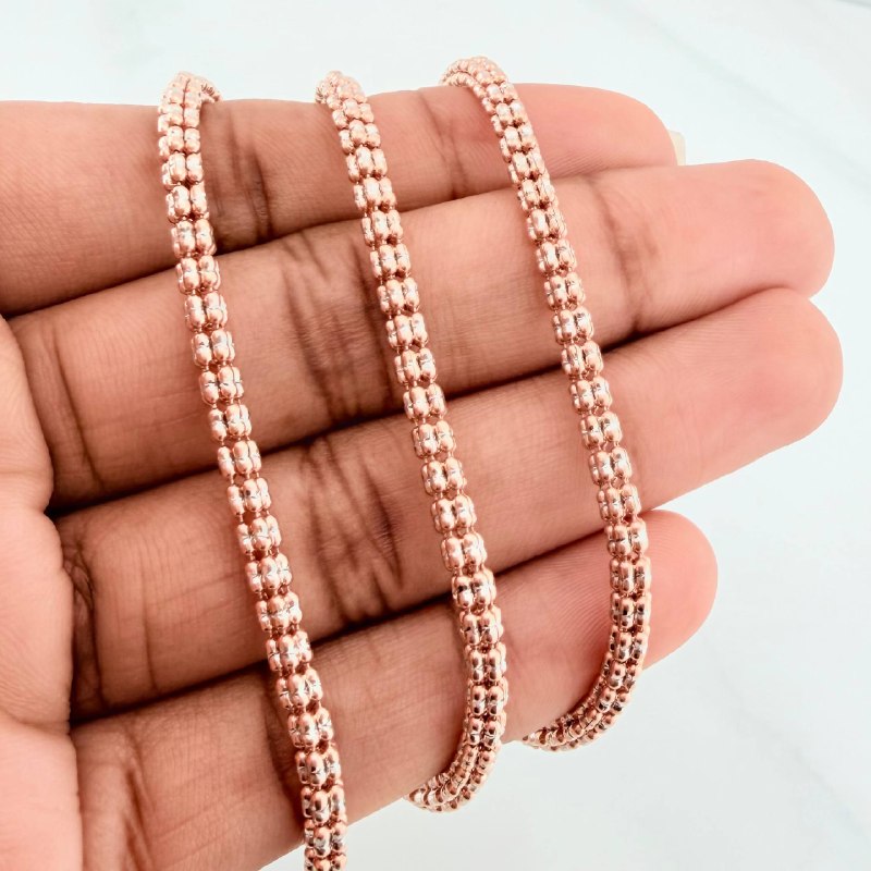 Cadena Ice 24.6 g / 25 3/4 in / 3.1 mm Dos Oros Rosa Blanco 18K