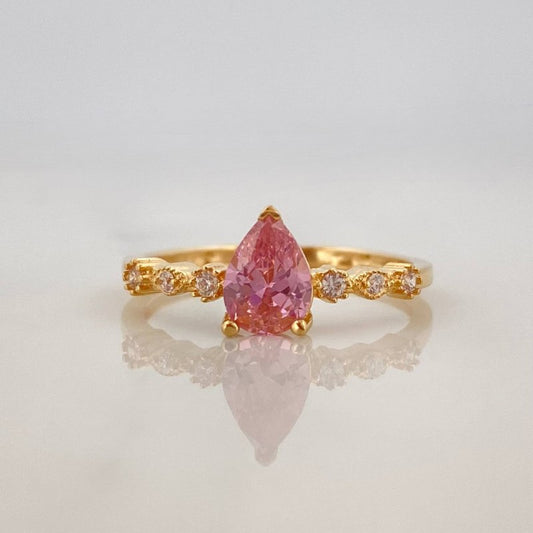 Solitaire Drop Ring 2.1 g / T6 1/2 Yellow Gold 18K