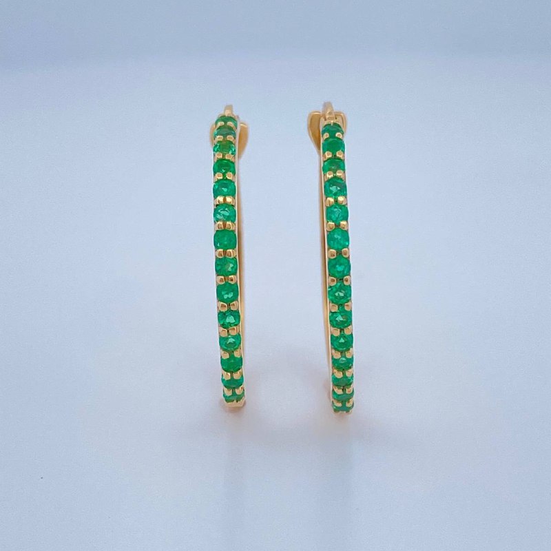 Candongas Encanto Esmeralda 3.2gr / 1 in / Oro Amarillo 18K %