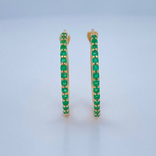 Candongas Encanto Esmeralda 3.2gr / 1 in / Oro Amarillo 18K %