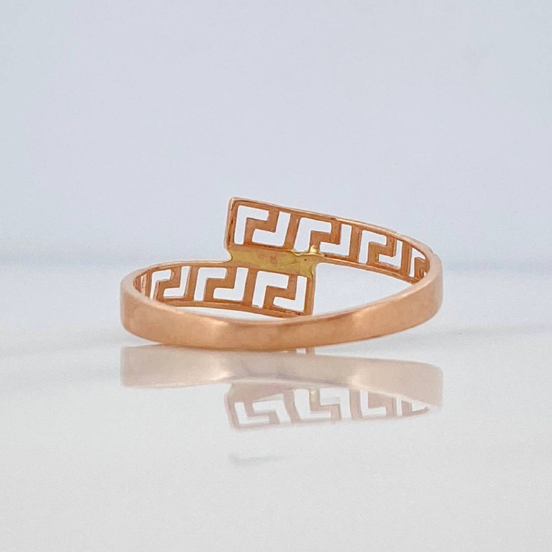 Tribal Crossed Ring 1.1 g / Size 7 1/4 18K Rose Gold