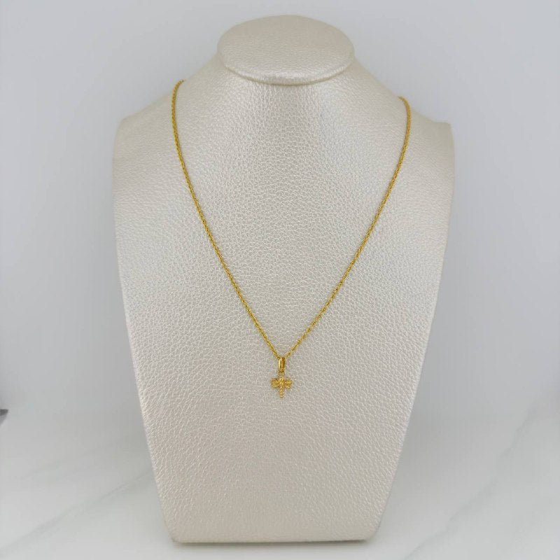 Set Cadena Lazo + Dije Libelula / 1,25 gr / 17 3/4 in Oro Amarillo 18K