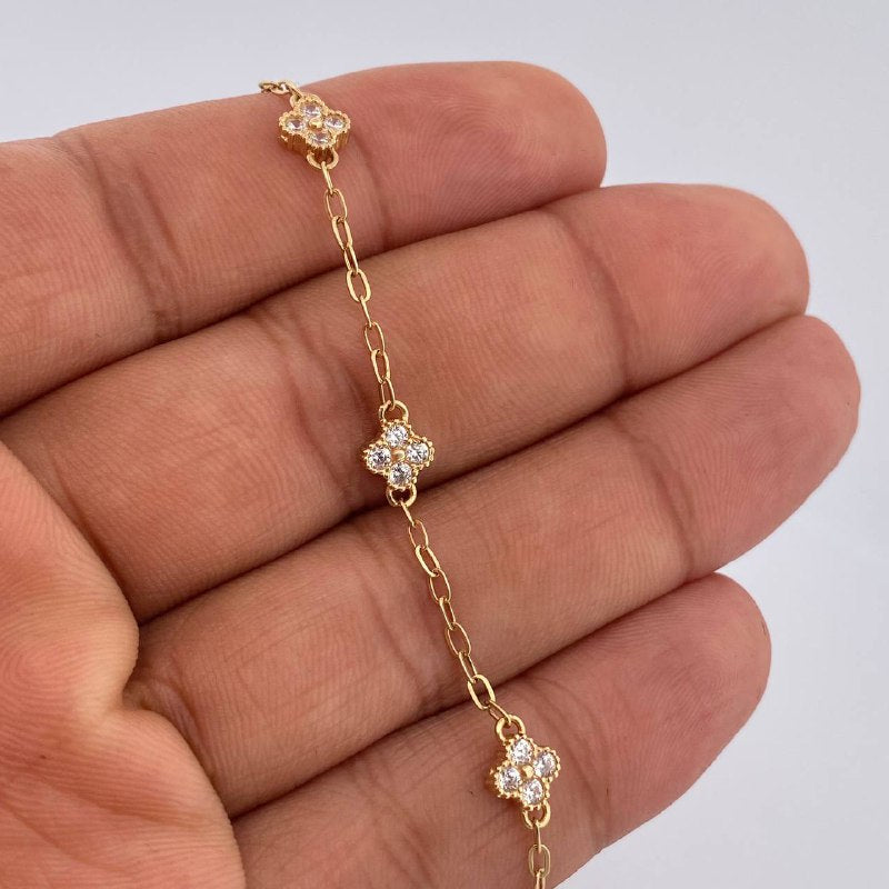 Clover Bracelet Box 3gr / 19.5cm-21.5cm / 18K Yellow Gold &