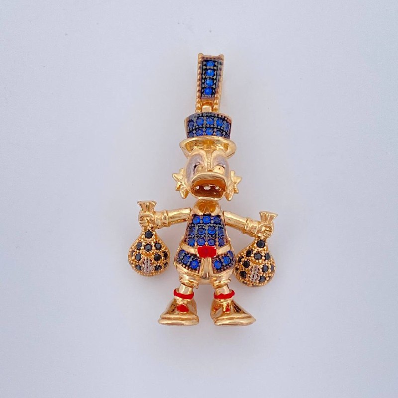 Pendant Duck Money Bags 5.9gr / 1.4in / Two Tone Yellow White 18K Gold