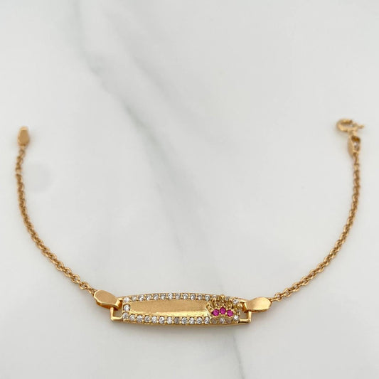 Pulso Bebé Placa Bebe Aro Seguido Corona 2.9 g / 5 1/2 in / 0.75 mm Oro Amarillo 18K