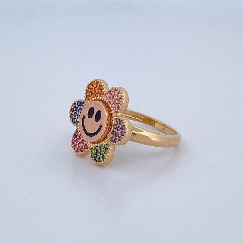 Anillo Trebol Cara Feliz 5.1gr / T6 3/4 / Oro 18K $