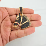 Horse Pendant 13.75 g / 1 3/4 in Two Golds Black Yellow 18K