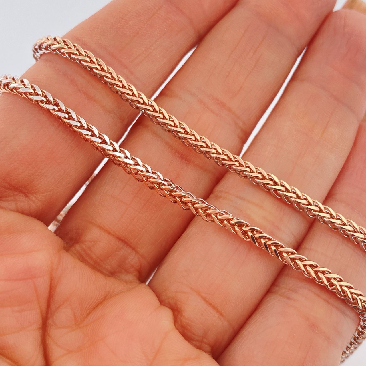 Franco Chain 8.6gr / 23 1/2 in / Two Tones White Rose +3 18K &