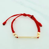 Red Woven Bracelet Yellow Gold 18K Crown Plate