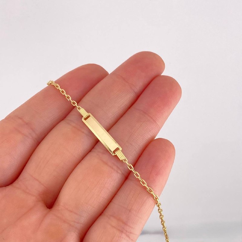 Bracelet Ring Continuous Rectangular Plate 1.5g / 6 1/2 in / 1.7mm Yellow Gold 18K