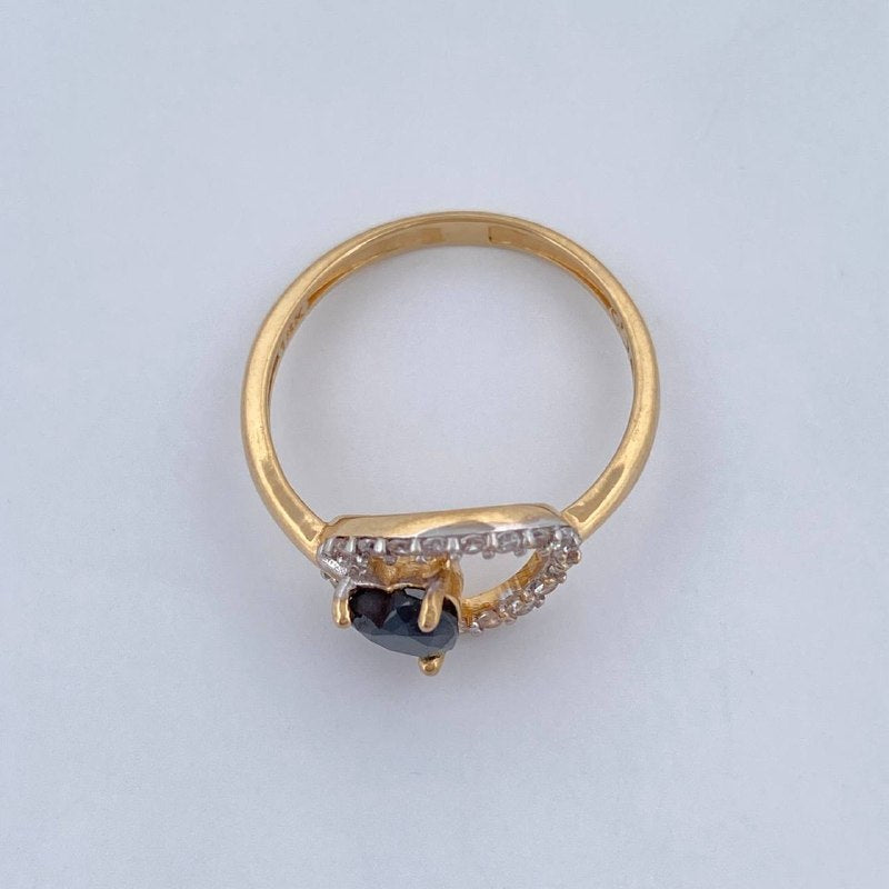 Anillo Corazon Ovalo 2.3gr / T5 1/2 / Dos Oros Amarillo Blanco 18K &