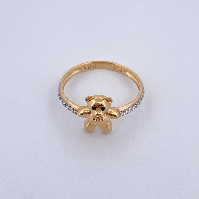 Bow Tie Bear Ring 2.35gr / Size 6 3/4 / 18K Gold $