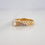 3.2 g Solitaire Ring Mesh T7 Two Yellow White Gold 18K