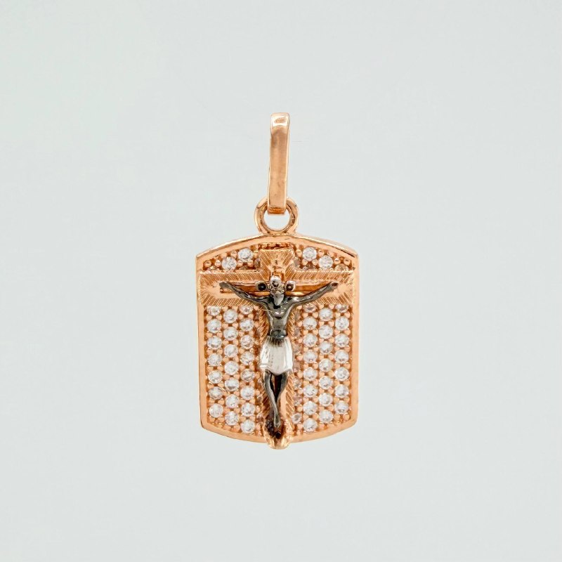 Dije Placa Cruz Cristo Milagroso De Buga 2.7 g / 1 in Tres Oros 18K