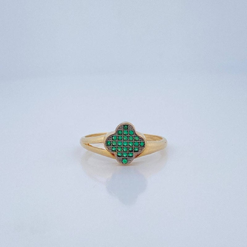 Anillo Trebol Doble Linea 2.65gr / T7 1/2 / Oro Amarillo 18K $