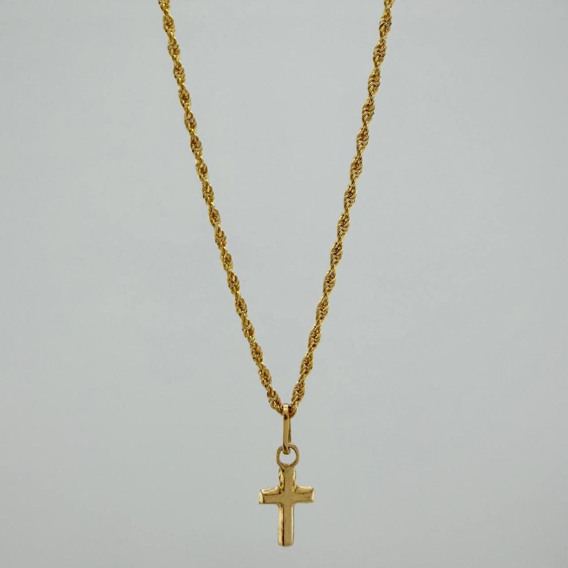 Rope Chain Set + Cross Pendant / 1.2 gr / 19 3/4 in 18K Yellow Gold