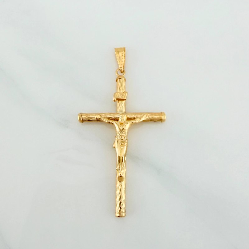 Pendant Cross Christ 1.9 g / 2 1/4 in Yellow Gold 18K
