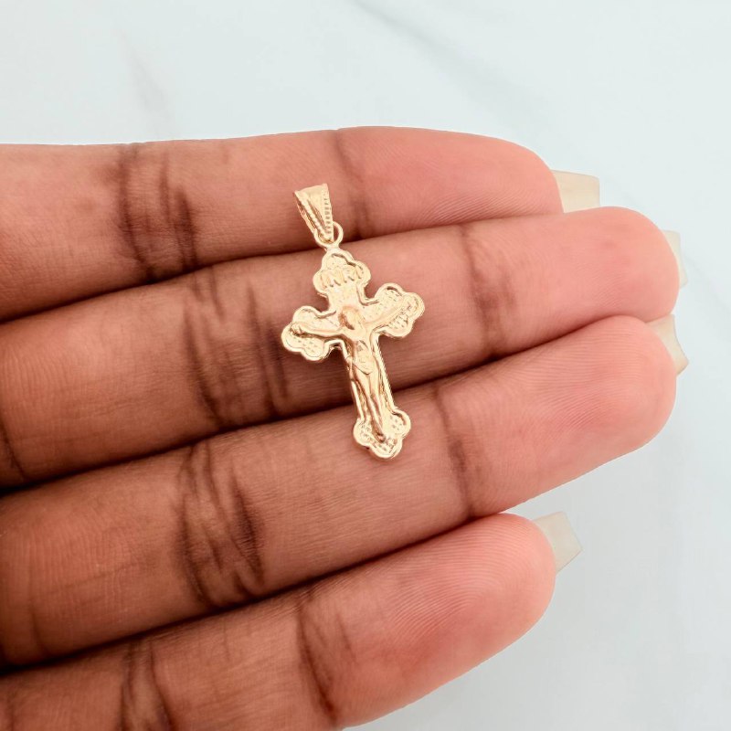 Pendant Christ Cross 1.05gr / 1 1/4 in / 18K Yellow Gold %