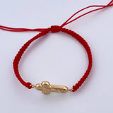 Woven Red Bracelet Christ Cross 0.95gr / 18K Gold $