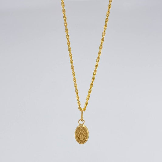 Set Cadena Lazo + Dije Virgen De La Medalla Milagrosa / 1,25 gr / 17 1/2 in Oro Amarillo 18K